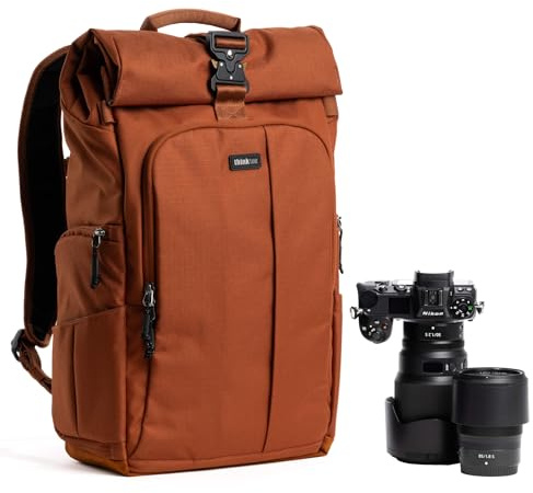 Think Tank FocusPoint 30L RollTop Camera Backpack - Urban Rust: Expandable Travel & Camera Backpack with Laptop Sleeve, Quick Side and Back Access, Rain Cover – Versatile Photography & Travel Bag