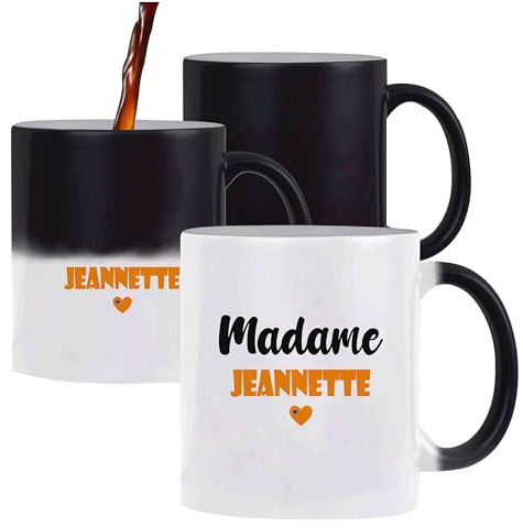 Tasse Magique Madame Jeannette - Mug - Idée Tasse Personnalisable Cadeau Anniversaire Fête Original Famille Travail Départ Collègue Retraite Noël. (Orange)