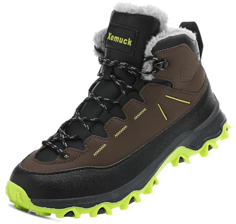 Xemuck Barn vandringsskor pojkar vandring vandringskängor flickor utomhus sneakers trekkingskor komfort fyra årstider skor EU 30–39, Värmande brun, 34 EU