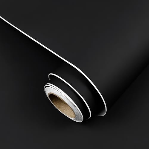 wishFIRE Schwarz Selbstklebende Tapete 40cm X 300cm Schwarz Verdicken Matt Wand Tapeten Moderne abnehmbare Selbstklebende Vinyl Tapete für Raumwände Regal Arbeitsplatten Schränke