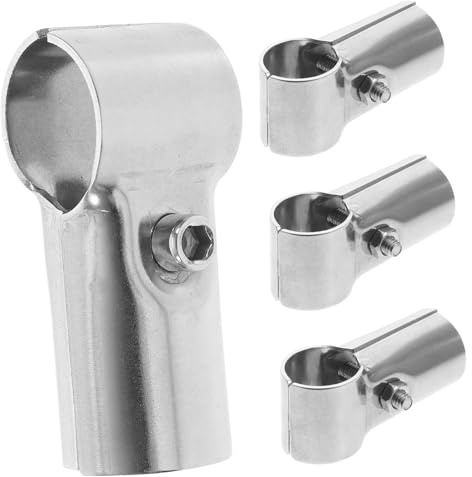 Ipetboom 4pcs Stainless Steel T-Shaped Chain Link Fence Panel Clamps for Fixing Double 25mm Tubes, Wear-Resistant Sturdy Clamps with Delicate Shape for Building Greenhouses and Installing