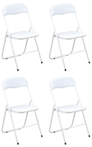 Gremium Set 4 Sedie Pieghevoli Con Cuscino In Ecopelle A Doppia Imbottitura, Seduta Ergonomica E Struttura Richiudibile Salvaspazio In Acciaio Inossidabile