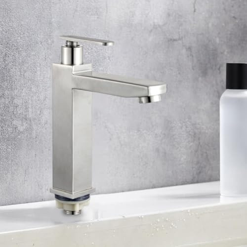 Zoegneer Robinet de lavabo en acier inoxydable 304 finition brossée haute pression testé fuite aérateur de débit d'eau doux économie d'eau sans bruit d'éclaboussures facile à installer tuyau standard