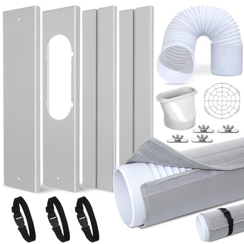 Conderyang Portable Air Conditioner Window Unit Kit with Hose Universal Adjustable Seal Plate Vent Kit AC Hose Insulation Sleeve Fit 5.9 Diameter Sliding AC Vent Kit for Vertical/Horizontal Window