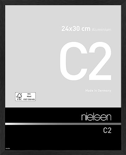 nielsen cadre photo, 24 x 30 cm, aluminium, Noir mat, cadrepour accrocherau format paysage et portrait, verre véritable, C2