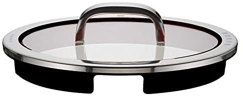 WMF Function 4 Topfdeckel 16 cm, Glasdeckel mit 4 Abgießfunktionen, Glas, Silikon, Cromargan Edelstahl poliert, schwarz