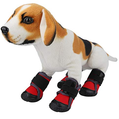 Hundeschuhe Pfotenschutz Hundestiefel Anti-Rutsch Hundeschuhe wasserdichte Hund Schuhe Outdoor Sportschuhe für mittlere und große Hunde Zum Jagen Gehen(#45-Rot)