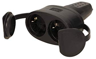 ORNO AE-13117 (GS) Alargador Enchufe Hembra De Goma Doble Hermética 2p + Z Ip44 Versión Schuko