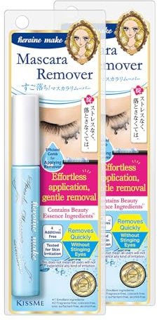 Heroine Make by KissMe Mascara Remover | Waterproof Makeup Remover Wand | Gentle Eye Makeup Solution for Sensitive Eyes | Travel Size for Waterproof Makeup | Made in Japan | 2 Pack