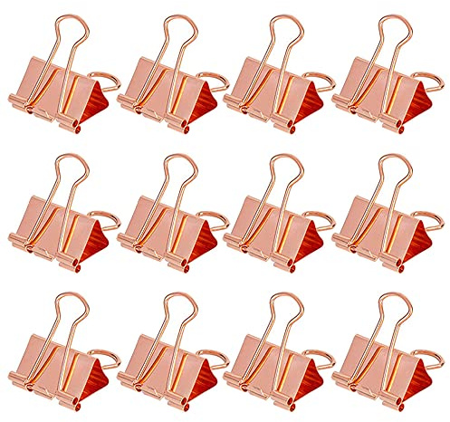 LELE LIFE Gleiche Größe, rotgoldene Binderklammern, extra große Papierklemmen, rostfreie Aktenpapier-Geldklammern, Ordner-Büroklammern für Büro, Zuhause, Schule, 51 mm, 12 Stück