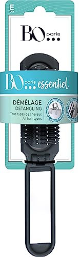 Bo...Paris - Brosse Cheveux Pliante - Brosse Cheveux Nomade - Brosse démêlante avec Miroir intégré - Picots arrondis - pour Tous Type de Cheveux Lot de 1