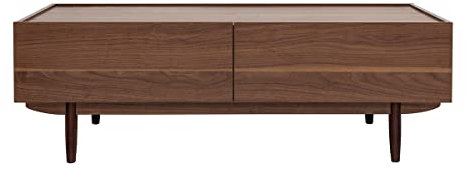 Miliboo Table Basse rectangulaire avec rangements 2 tiroirs Finition Bois foncé Noyer L120 cm SANAA