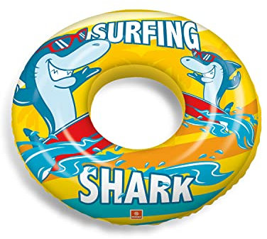 Mondo Toys - SURFING SHARK Swim Ring - Ciambella Gonfiabile - Anello di Nuoto Salvagente - Ottimo per Bambino / Bambina Utilizzabile in Piscina / Mare - 16920