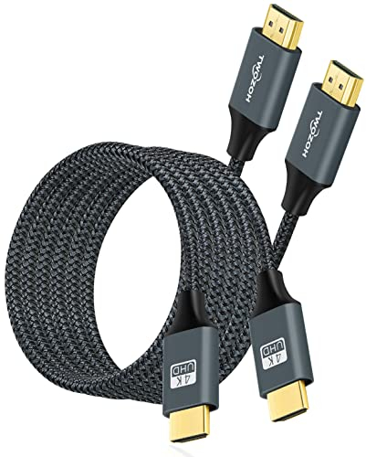 Twozoh 4K HDMI Cable 5M 2 Pack, Nylon Braided High Speed HDMI Lead Support 3D/4K@60Hz/2160P/1080P