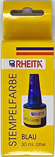 Rheita Stempelfarbe ohne Öl, 30ml, blau in Kartonschachtel mit Aufhänger