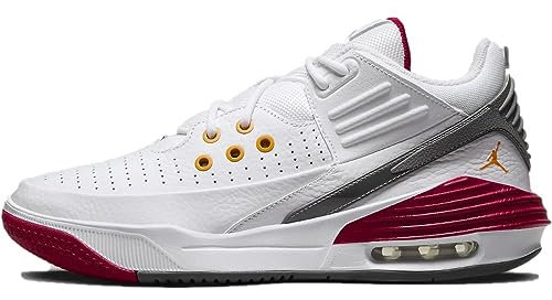 Nike Herren Jordan Max Aura 5 Basketballschuh, White/Vivid Orange-Cardinal Re, 44 EU