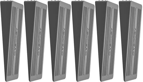 6 PCs Rubber Door Stops Indoors - Anti-Skid Durable Door Stoppers for Floor - Heavy Duty Rubber Door Wedges Indoors - Grey Doorstops Wedge