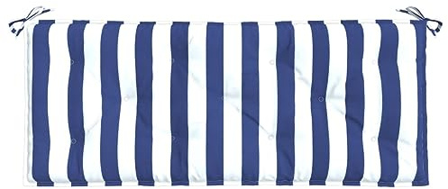 Tidyard Gartenbank Auflage, Bankauflage Sitzkissen Outdoor, Polsterauflage Auflage für Gartenbank, Bankpolster Bankkissen, Blau&Weiß Gestreift 120x50x7 cm Stoff