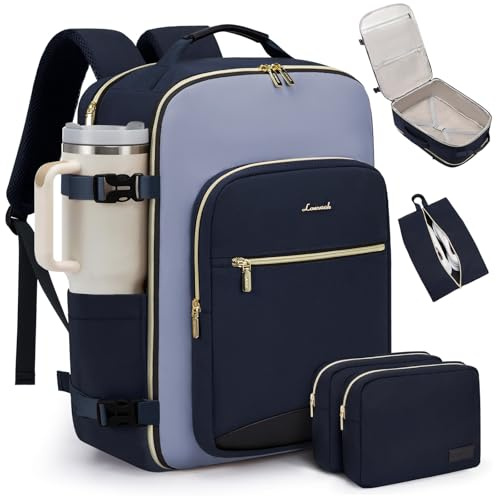 LOVEVOOK 40L Travel Backpack for Women & Men, Airline Approved Carry On Luggage with 3 Packing Cubes, TSA Overnight Bags, Waterproof Personal Item Bag, Weekender Essentials Backpacks fits 17 Laptop