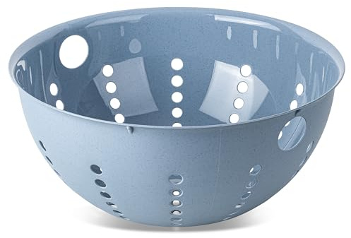 Koziol PALSBY M & L Seihe 2 & 5 Liter | Sieb für Salat, Nudeln, Gemüse und Obst| bruchfest, stapelbar, biozirkulärer Kunststoff, spülmaschinengeeignet | Küche, Haushalt (nature flower blue, 5 Liter)
