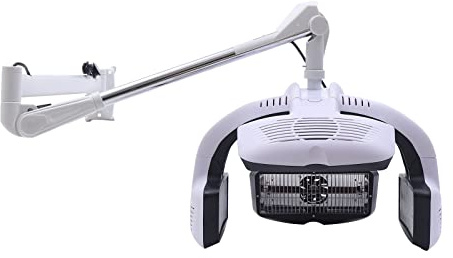 PIAOCAIYIN Wall Mounted Hair Dryer, 110V 1250W Professional Hair Dryer Heater w/LCD Display, Adjustable Swing Arm Hair Hood Dryer, Hair Dryer Hair Processor for Hair Salon, White