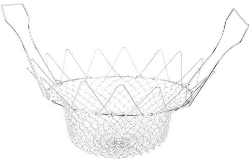 Cestello per Friggere Pieghevole Acciaio Inossidabile per Risciacquo a Vapore Cestello per Frittura per Alimenti Fritti Colino Cestello per Cottura Forniture per Cucina Ristorante