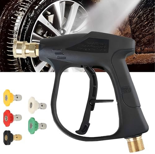 WYFCR Pistola Idropulitrice, Lancia Idropulitrice, con 5 Ugelli Spray, con Connettore Rapido da 1/4 M22 14mm, Adattatore per Lavaggio Auto per Pulizia Auto, Pulizia Della Casa
