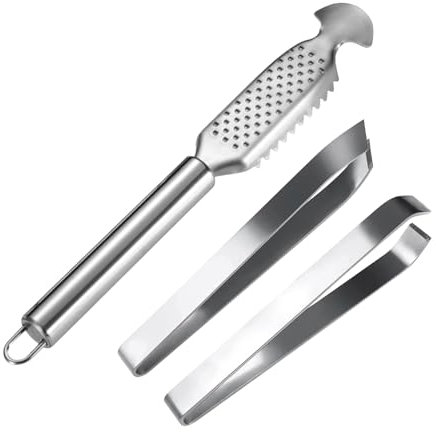 3 pinzas para quitar escamas de pescado y pinzas de pescado, herramientas de preparación de mariscos, pinzas de cocina, pinzas de hueso de pescado, juego de cepillos de escamas de pescado con jengibre