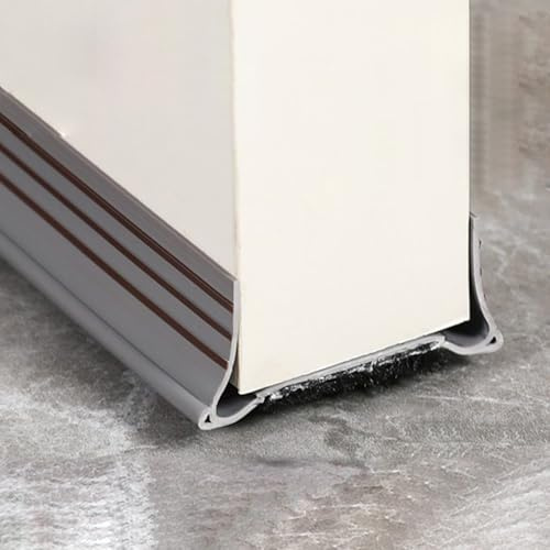 Volminex Burlete Puerta Entrada PVC, Burlete Puerta Exterior Autoadhesivo, Burlete Bajo Puerta Antipolvo, Tira de Sellado para Aislamiento Acústico Prueba de Viento y Agua (Gris, Anchura 3,5-5,5 cm)