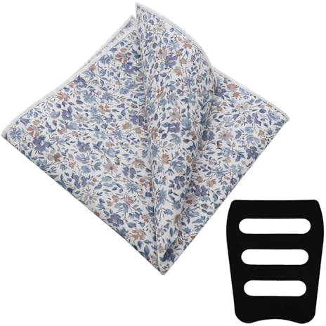 LJBFNN Unisex Taschentücher mit Blumenmuster für Männer und Frauen Baumwoll-Taschentücher für Damen und Herren, mit Einstecktuchhalter