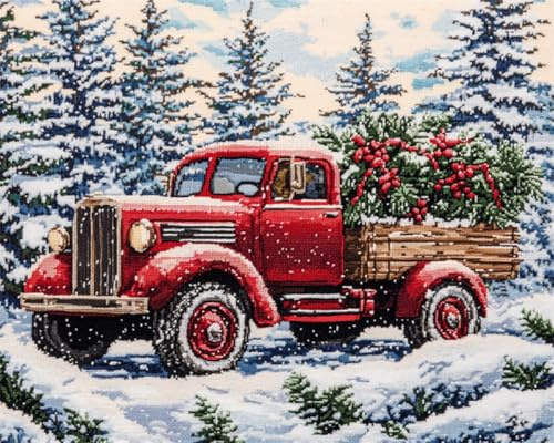 N.LANSHAN Diy Knüpfteppich Knüpfkissen-Set Mit Cartoon-Auto-Motiv，Fantasie-Weihnachtsbaum，Knüpfteppich-Set，Teppich-Verschlusshaken-Knüpfset Mit Vordruck，Diy-3D-Bastelgeschenk 60x90cm