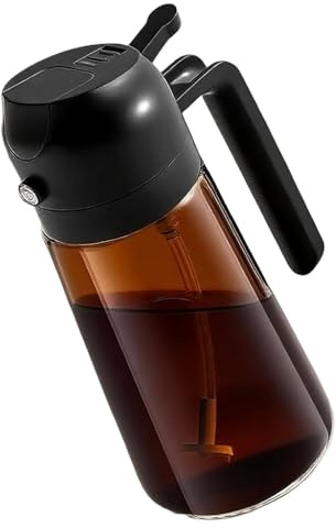 OSWCHIC Olive Oil Dispenser Bottle with Precise Pour Spout, Dark Amber Glass, Kitchen and Dining