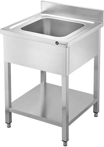 ZORRO Spültisch ZST 60/70 | Edelstahl Spülschrank 600x700x950 mm | 1 Spülbecken | Kompakter Gastro-Spültisch ohne Abtropffläche | Für Küche, Imbiss & Catering