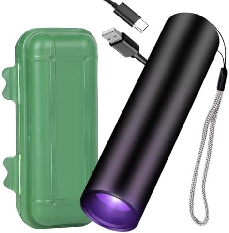 395nm UV Light ultraviolet Torch Mini Blacklight 3W USB- C LED Rechargeable Water Resistant Flashlight Urine Detector for Resin Curing Pet Urine Detection Scorpion Fishing Minerals Leaks Bed Bug with