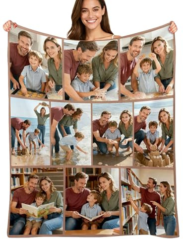 Custom4U Personalisierte Decke mit Foto und Text - Flanell Kuscheldecke als personalisiertes Geburtstagsgeschenk für Mama, Papa, Paare & Ehepartner