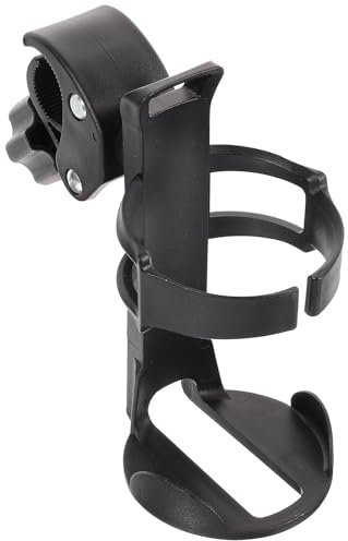 POPETPOP Portavasos Negro para Bicicleta y Scooter Rotación Multiángulo y Material Pp, Soporte Seguro para Botellas y Tazas en Cochecitos y Andadores