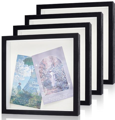 INTERWARM 4 scatole per ombre con fessura, 20,3 x 20,3 cm, scatola da viaggio per ricordi dall'alto, con fessura, per sezioni di biglietti da concerto, colore nero