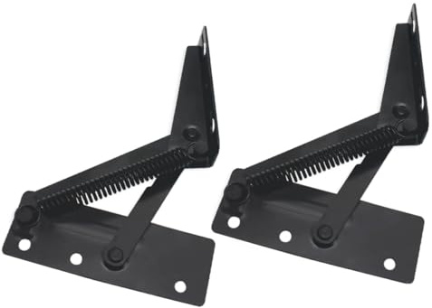 BESTYASH 2pcs Triangular Steel Spring Hinge Sofa Storage Box Accessory Black Split Design for Furniture Replacement Parts