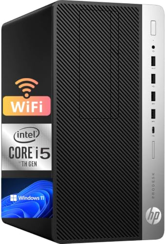 HP ProDesk 600 G3 Mini Tower Ordenador de sobremesa, Intel Core i5-6500, 8 GB de RAM, 256 GB de SSD, WiFi, Bluetooth, Teclado QWERTY Estadounidense, Windows 11 Pro (reacondicionado)