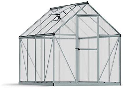 CANOPIA Palram Mythos Serre de Jardin– Polycarbonate Protégé Contre Le Solaire et Cadre en Aluminium, Base Inclue - Argent