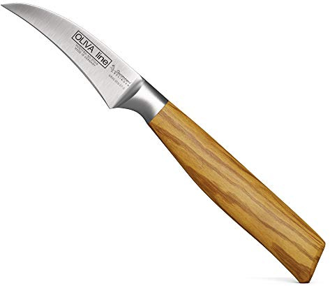 Burgvogel Solingen Tourniermesser 7 cm geschmiedet Olivenholz, Oliva Line, rostfrei, deutsches Schälmesser, hell, scharf, braun beige, 6800.926.07.0