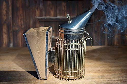 Bee Hive Smoker, Beekeeping Equipment, Heavy Duty Stainless Steel Large Size, Superior Airflow Bellow and Excellent Smoke Output for Beekeeping Farm & Ranch Stainless Steel Bee Smoker