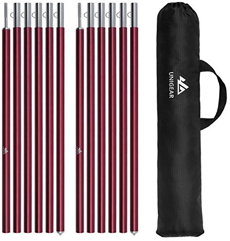 Unigear Zeltstange teleskop 2er Set, Alu Aufstellstange für Tarp, Zelt, Sonnensegel, Camping, verstellbar von 40cm-240cm