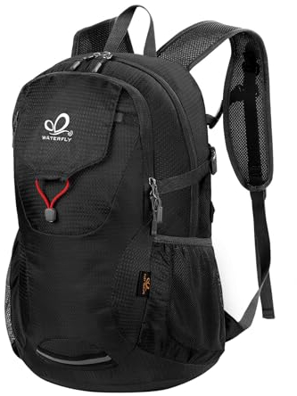 WATERFLY Faltbarer Rucksack Wanderrucksack 30L: Leicht Tagesrucksack mit Nassfach Ultraleicht Faltrucksack Trekkingrucksack Klapprucksack für Herren Damen Outdoor Wandern Reisen Daypack
