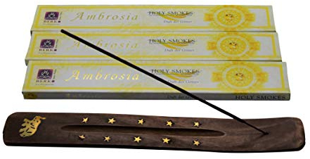 Berk Ambrosia Der Duft der Götter das beliebteste Räucherstäbchen Starterset 3 Packungen mit Stäbchenhalter