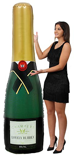 Aufblasbare Champagnerflasche, 1,8 m hoch, 180 cm x 1 Stück, stabile, übergroße aufblasbare Flasche für Hochzeiten, Geburtstage und Dekorationen