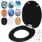CASARIA® Siège de WC Noir système d'abaissement automatique MDF abattant standard salle de bain lunette couvercle toilette