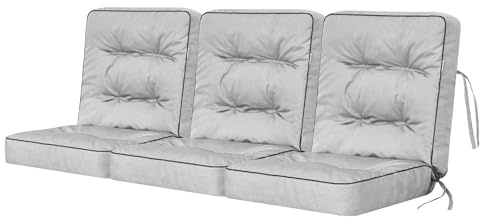 Bjird Bankauflage für Gartenmöbel, Gartenbank, Polsterauflage für Hollywoodschaukel, Auflagen für Gartenschaukelkissen, Sitzkissen, Stuhlauflage, Indoor/Outdoor - Aschgrau - 180 cm (3 x 60 cm)