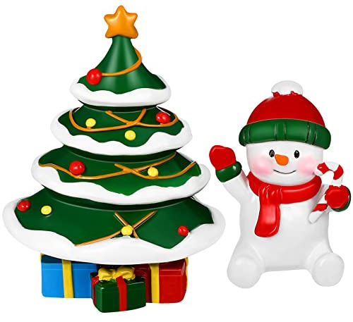 POPETPOP Weihnachts-Aquarium-Dekorationen 2 Stück Harz-Weihnachtsbaum-Schneemann-Aquarium-Ornamente für Feiertags- Liefert Tischdekoration