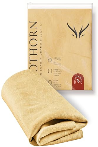 Clothorn Pelle di Daino per Auto Professionale - Made in Italy - Panno per Pulizia, Asciugatura, Lucidatura (XL - 62x41 cm)